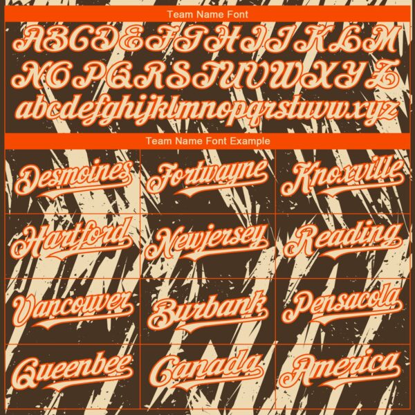 Custom Brown Cream-Orange Splatter Torn Sharp Brush Stroke Authentic Baseball Jersey