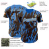 Custom Brown Powder Blue-Cream Splatter Torn Sharp Brush Stroke Authentic Baseball Jersey