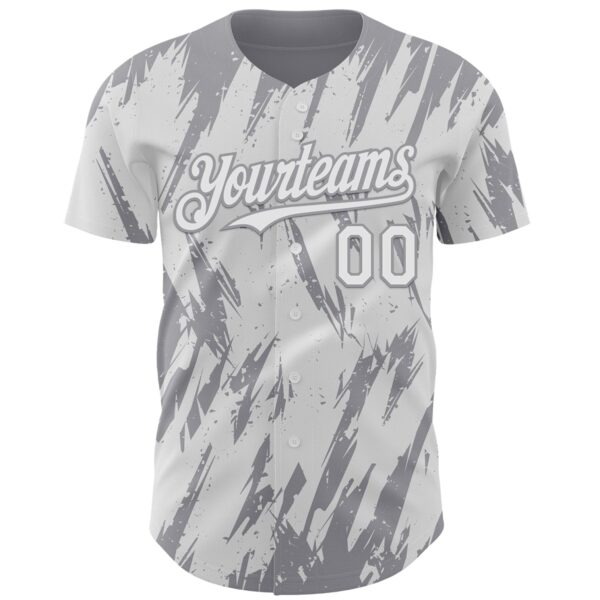 Custom White Gray Splatter Torn Sharp Brush Stroke Authentic Baseball Jersey