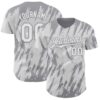 Custom White Gray Splatter Torn Sharp Brush Stroke Authentic Baseball Jersey
