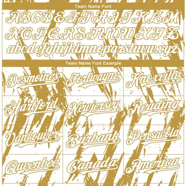 Custom White Old Gold Splatter Torn Sharp Brush Stroke Authentic Baseball Jersey