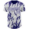 Custom White Dark Purple Splatter Torn Sharp Brush Stroke Authentic Baseball Jersey