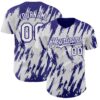 Custom White Dark Purple Splatter Torn Sharp Brush Stroke Authentic Baseball Jersey