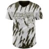 Custom White Olive Splatter Torn Sharp Brush Stroke Authentic Baseball Jersey