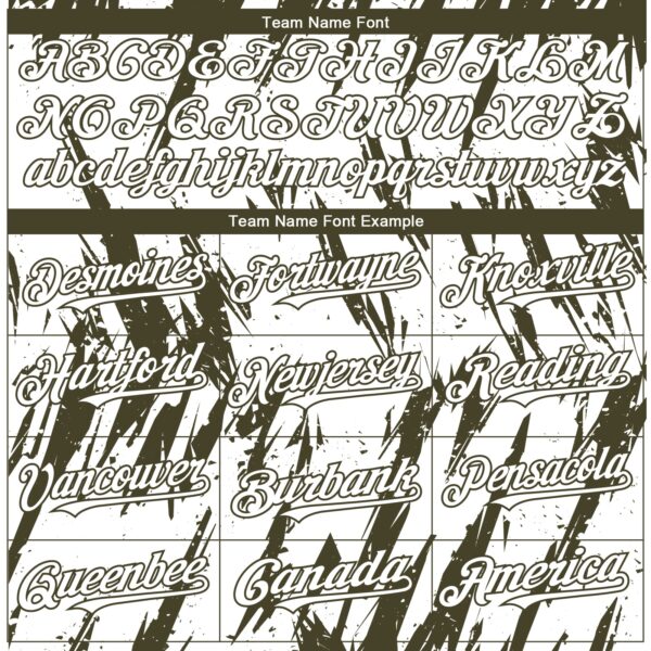 Custom White Olive Splatter Torn Sharp Brush Stroke Authentic Baseball Jersey