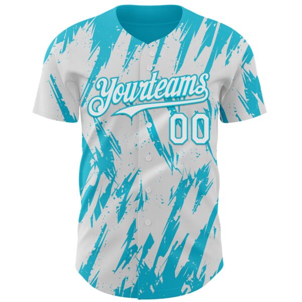 Custom White Lakes Blue Splatter Torn Sharp Brush Stroke Authentic Baseball Jersey