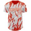 Custom White Orange Splatter Torn Sharp Brush Stroke Authentic Baseball Jersey