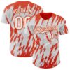 Custom White Orange Splatter Torn Sharp Brush Stroke Authentic Baseball Jersey