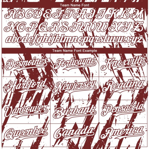 Custom White Burgundy Splatter Torn Sharp Brush Stroke Authentic Baseball Jersey