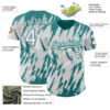 Custom White Teal Splatter Torn Sharp Brush Stroke Authentic Baseball Jersey