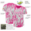 Custom White Pink Splatter Torn Sharp Brush Stroke Authentic Baseball Jersey