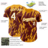 Custom Burgundy White-Gold Splatter Torn Sharp Brush Stroke Authentic Baseball Jersey