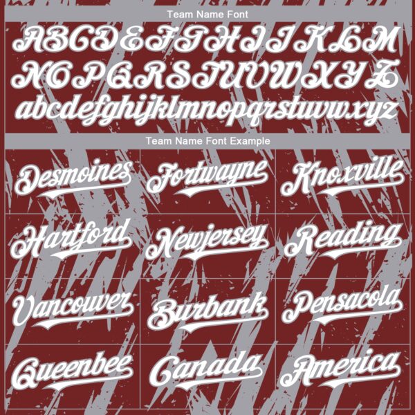 Custom Burgundy White-Gray Splatter Torn Sharp Brush Stroke Authentic Baseball Jersey