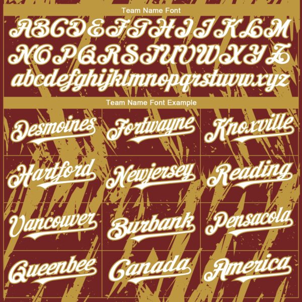 Custom Burgundy White-Old Gold Splatter Torn Sharp Brush Stroke Authentic Baseball Jersey