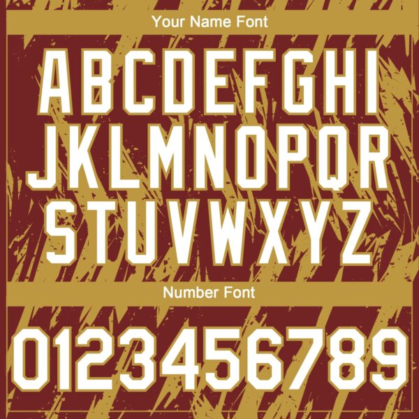 Custom Burgundy White-Old Gold Splatter Torn Sharp Brush Stroke Authentic Baseball Jersey