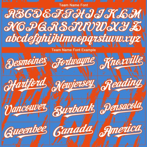 Custom Powder Blue White-Orange Splatter Torn Sharp Brush Stroke Authentic Baseball Jersey