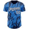 Custom Powder Blue White-Navy Splatter Torn Sharp Brush Stroke Authentic Baseball Jersey