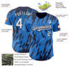 Custom Powder Blue White-Navy Splatter Torn Sharp Brush Stroke Authentic Baseball Jersey