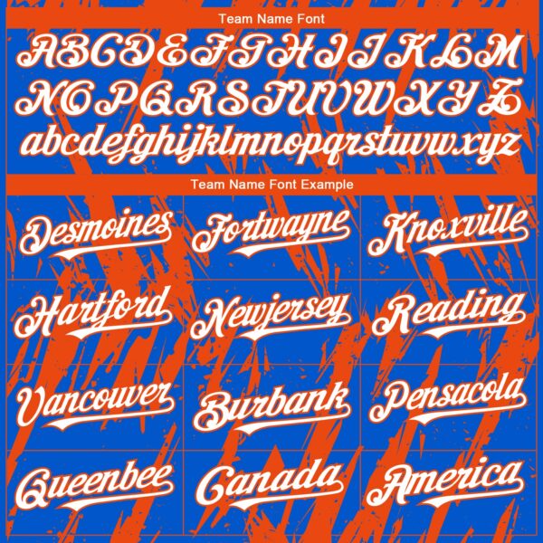 Custom Thunder Blue White-Orange Splatter Torn Sharp Brush Stroke Authentic Baseball Jersey