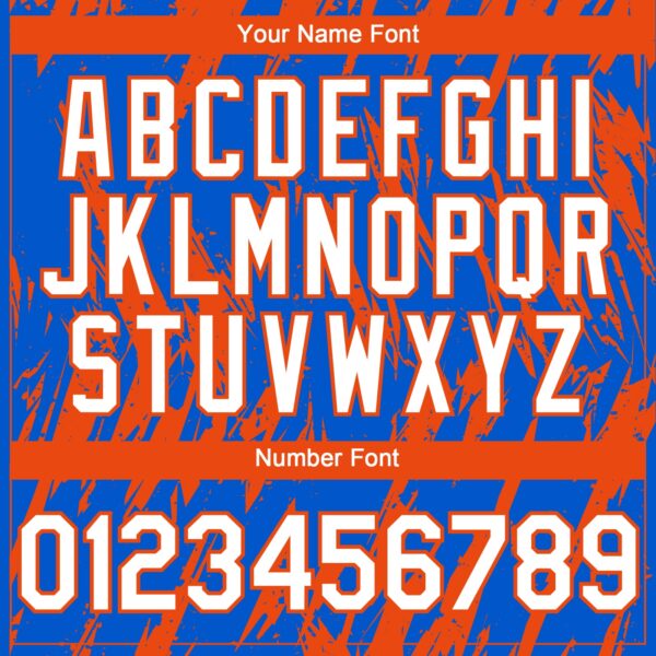 Custom Thunder Blue White-Orange Splatter Torn Sharp Brush Stroke Authentic Baseball Jersey