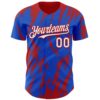Custom Thunder Blue White-Red Splatter Torn Sharp Brush Stroke Authentic Baseball Jersey