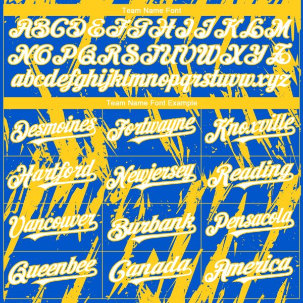 Custom Thunder Blue White-Yellow Splatter Torn Sharp Brush Stroke Authentic Baseball Jersey