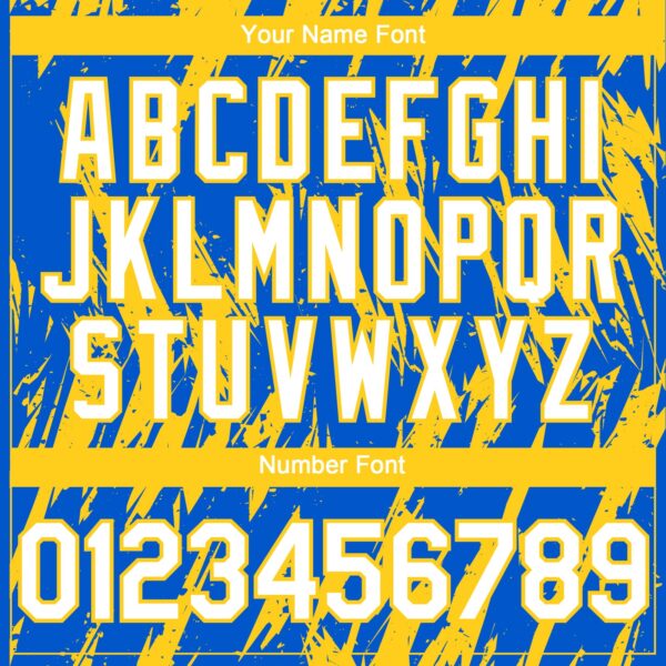 Custom Thunder Blue White-Yellow Splatter Torn Sharp Brush Stroke Authentic Baseball Jersey