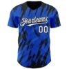 Custom Thunder Blue White-Black Splatter Torn Sharp Brush Stroke Authentic Baseball Jersey