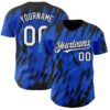 Custom Thunder Blue White-Black Splatter Torn Sharp Brush Stroke Authentic Baseball Jersey