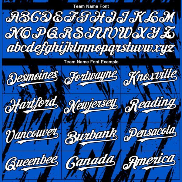 Custom Thunder Blue White-Black Splatter Torn Sharp Brush Stroke Authentic Baseball Jersey