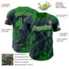 Custom Navy Kelly Green-Cream Splatter Torn Sharp Brush Stroke Authentic Baseball Jersey