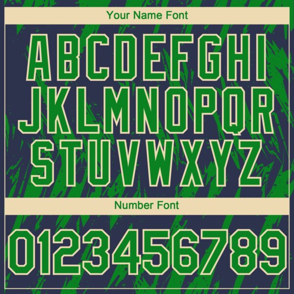 Custom Navy Kelly Green-Cream Splatter Torn Sharp Brush Stroke Authentic Baseball Jersey