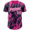 Custom Navy Pink-White Splatter Torn Sharp Brush Stroke Authentic Baseball Jersey