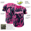 Custom Navy Pink-White Splatter Torn Sharp Brush Stroke Authentic Baseball Jersey
