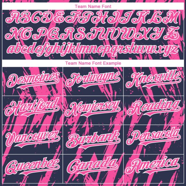 Custom Navy Pink-White Splatter Torn Sharp Brush Stroke Authentic Baseball Jersey