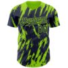 Custom Navy Neon Green Splatter Torn Sharp Brush Stroke Authentic Baseball Jersey