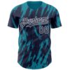 Custom Navy White-Teal Splatter Torn Sharp Brush Stroke Authentic Baseball Jersey