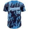 Custom Navy Sky Blue-White Splatter Torn Sharp Brush Stroke Authentic Baseball Jersey