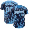 Custom Navy Sky Blue-White Splatter Torn Sharp Brush Stroke Authentic Baseball Jersey