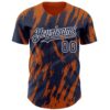 Custom Navy White-Bay Orange Splatter Torn Sharp Brush Stroke Authentic Baseball Jersey