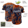 Custom Navy White-Bay Orange Splatter Torn Sharp Brush Stroke Authentic Baseball Jersey