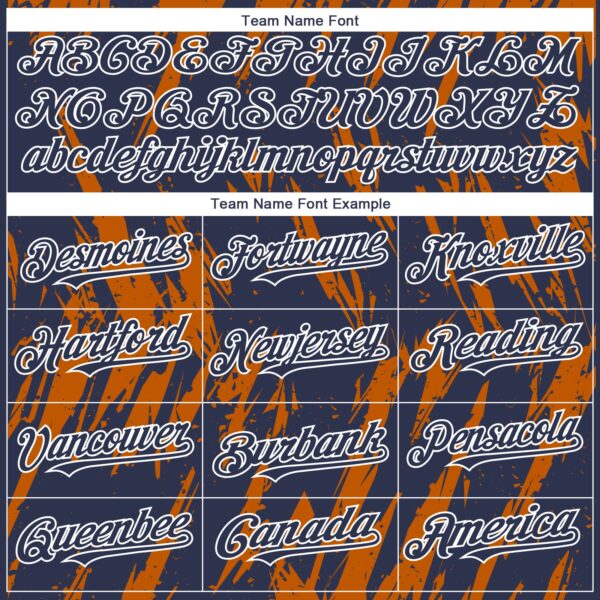 Custom Navy White-Bay Orange Splatter Torn Sharp Brush Stroke Authentic Baseball Jersey