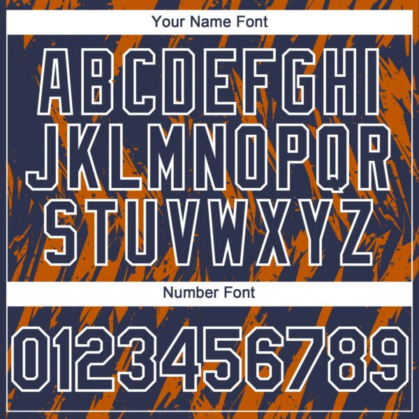 Custom Navy White-Bay Orange Splatter Torn Sharp Brush Stroke Authentic Baseball Jersey