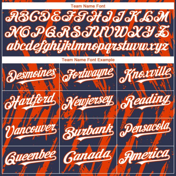 Custom Navy White-Orange Splatter Torn Sharp Brush Stroke Authentic Baseball Jersey