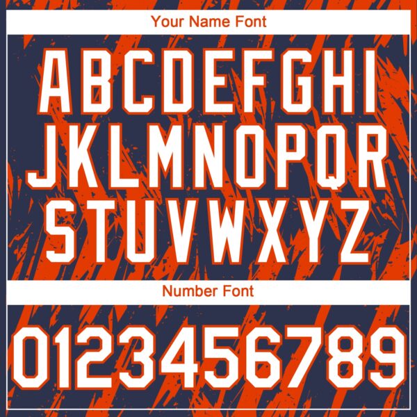 Custom Navy White-Orange Splatter Torn Sharp Brush Stroke Authentic Baseball Jersey