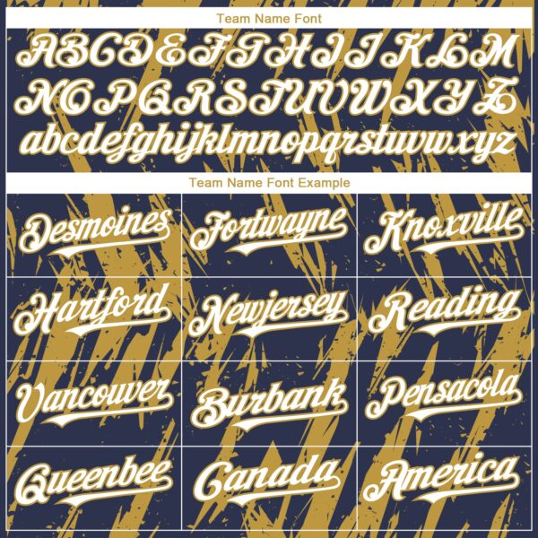 Custom Navy White-Old Gold Splatter Torn Sharp Brush Stroke Authentic Baseball Jersey