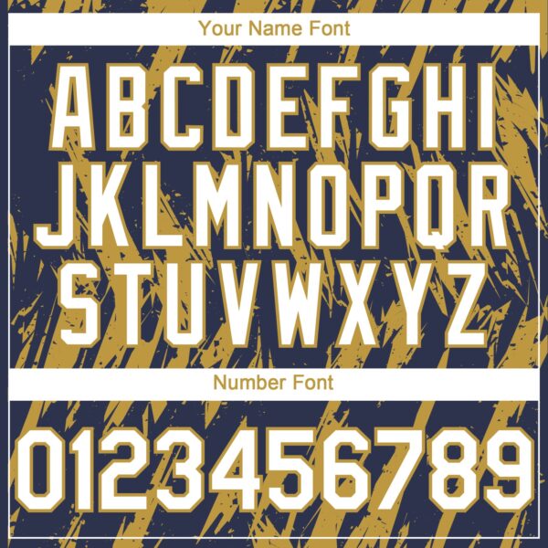 Custom Navy White-Old Gold Splatter Torn Sharp Brush Stroke Authentic Baseball Jersey