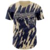 Custom Navy Cream Splatter Torn Sharp Brush Stroke Authentic Baseball Jersey