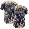Custom Navy Cream Splatter Torn Sharp Brush Stroke Authentic Baseball Jersey