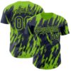 Custom Navy Neon Green Splatter Torn Sharp Brush Stroke Authentic Baseball Jersey